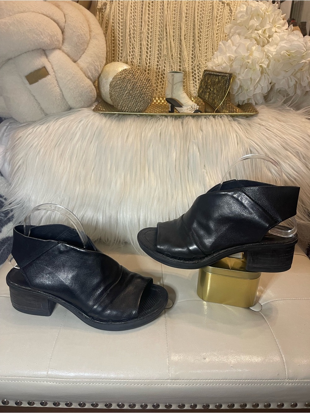 A.S.98 Kody Black Peep-Toe Sandals in Premium Genuine Italian Leather MSRP$399
